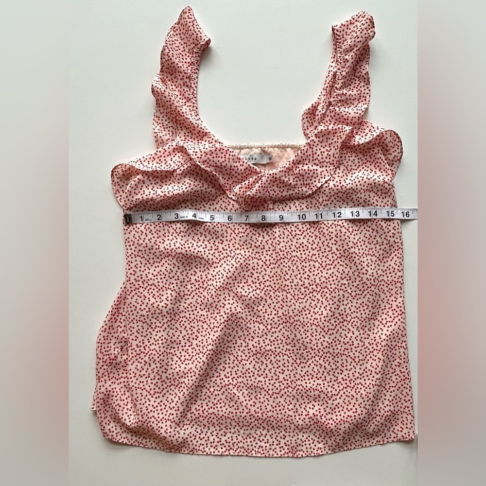 Lush flowy ruffle tank with red hearts small dainty spring romantic sleeveless